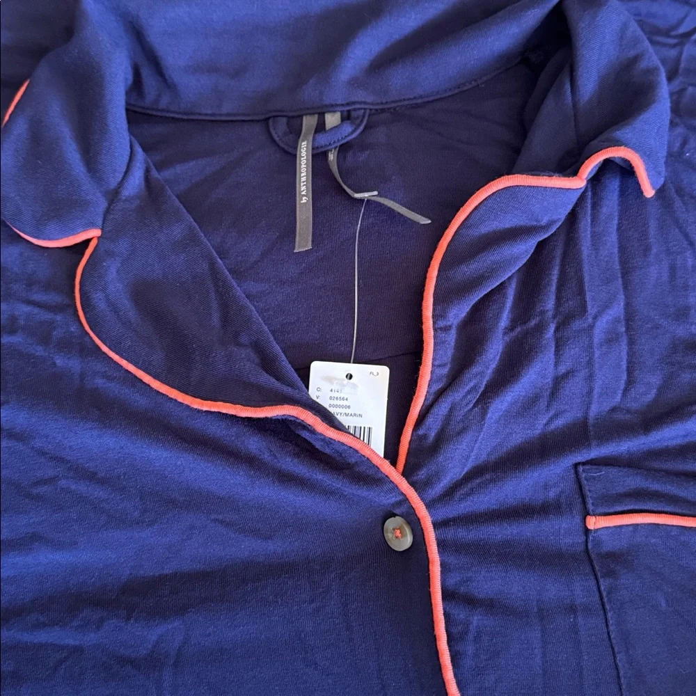 Anthropologie Briar Piped Pajama Long Sleeve Shirt_2